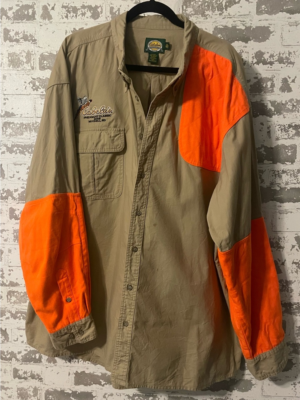 Cabela's Tan and Bright Orange Lightweight Hunting Shirt Jacket 3X